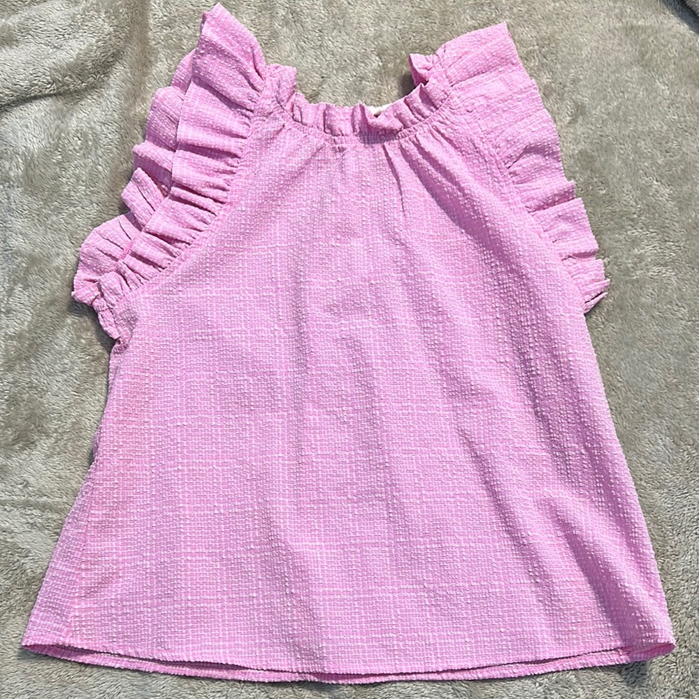 Pink Ruffled Blouse with Textured Fabric